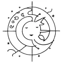 simple lines, pieces, sun, ghost, moon tattoo design idea