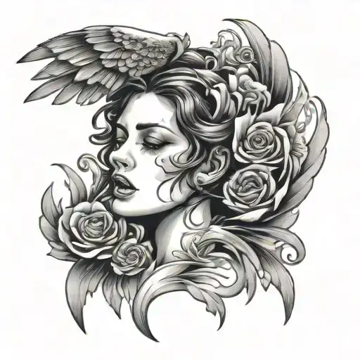 emotion tearing open wings tattoo design idea