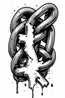broken Cuban link chain through upside down crosses blood tattoo design idea