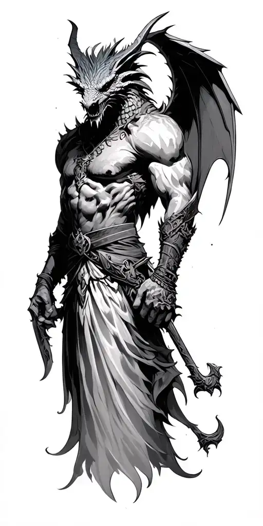 goth gargoyle warrior tattoo design idea