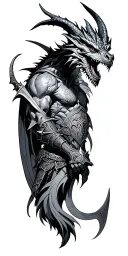goth gargoyle warrior tattoo design idea
