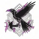 very simple fireweed raven Yukon tattoo design idea