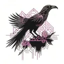 very simple fireweed raven Yukon tattoo design idea