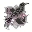 very simple fireweed raven Yukon tattoo design idea