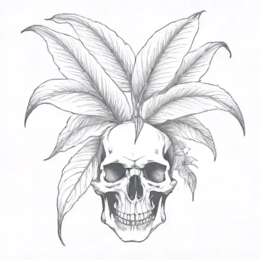peace lily with a demon skull as vase rebuilt tattoo design idea