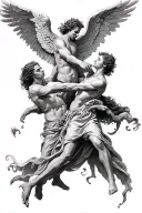 angels fighting demons tattoo design idea