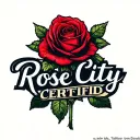 "Rose City Certified" red rose tattoo design idea