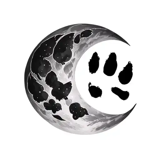 Moon And Paw Print tattoo design idea