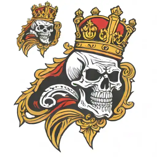 king skull crown motorcycle patch tattoo design idea