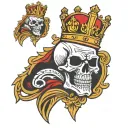 king skull crown motorcycle patch tattoo design idea