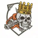 king skull crown motorcycle patch tattoo design idea