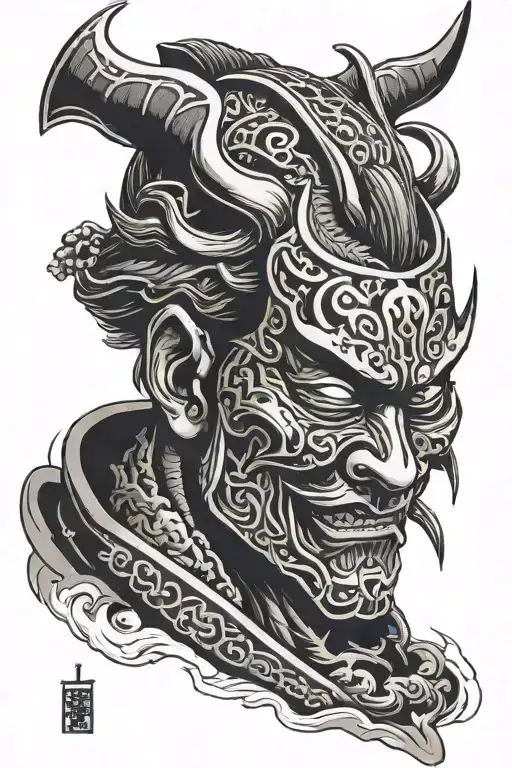 samurai mask tattoo design idea