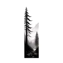 massive forest landscape foggy scene featuring tattoo design idea