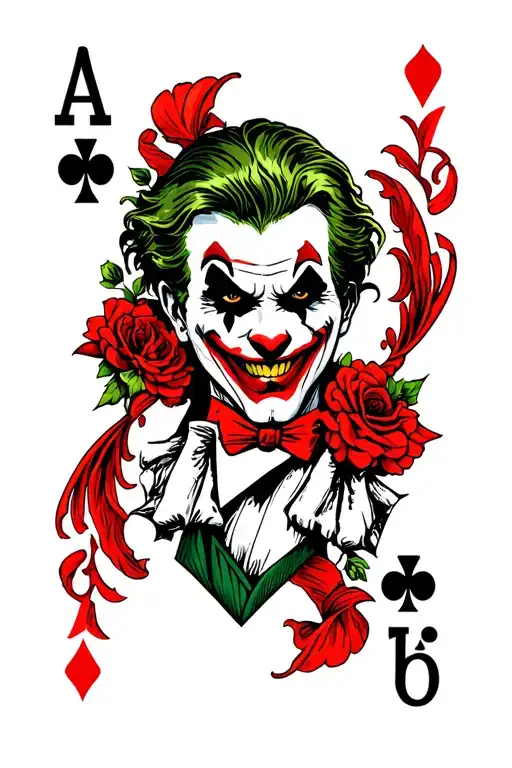 joker playing card tattoo design idea