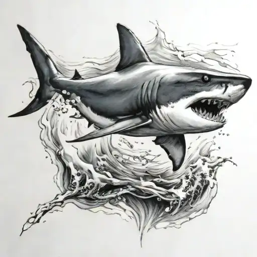 shark jumping tattoo design idea