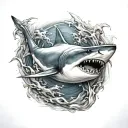 shark jumping tattoo design idea