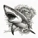 shark jumping tattoo design idea