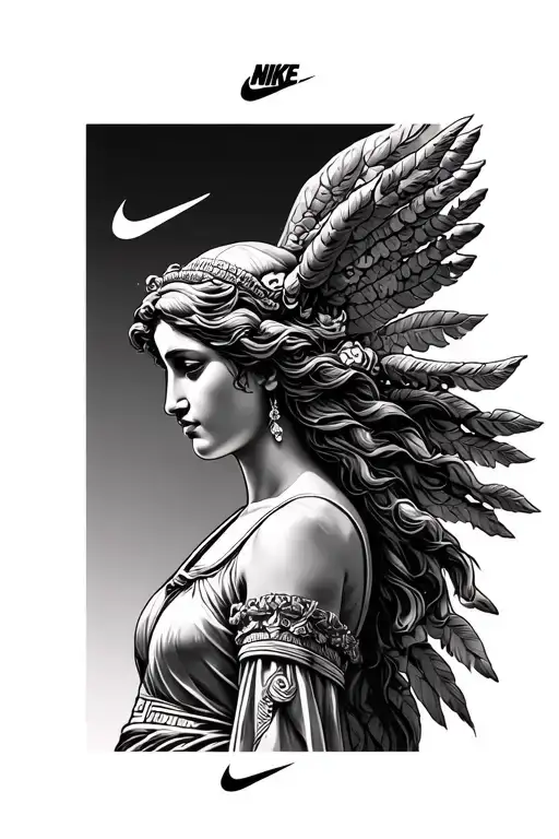 nike greek goddess tattoo design idea