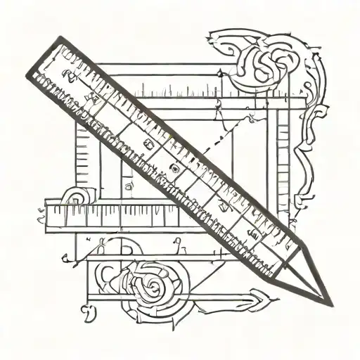 a ruler and a spea  tattoo design idea