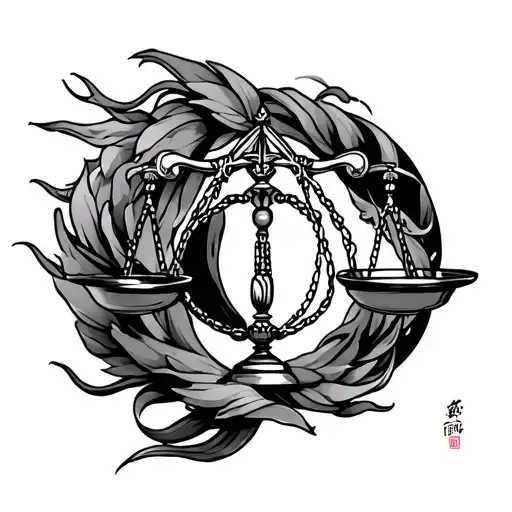 Japanese Libra scale tattoo design idea