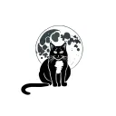full moon and black cat sitting tattoo design idea