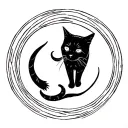 full moon and black cat sitting tattoo design idea