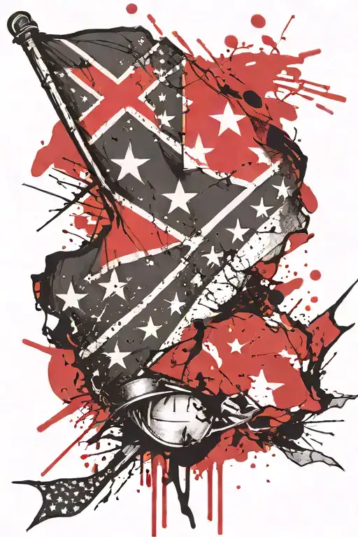 confederate flag half American tattoo design idea