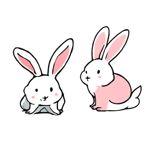 cartoon bunnies 4 in for different positions tattoo design idea