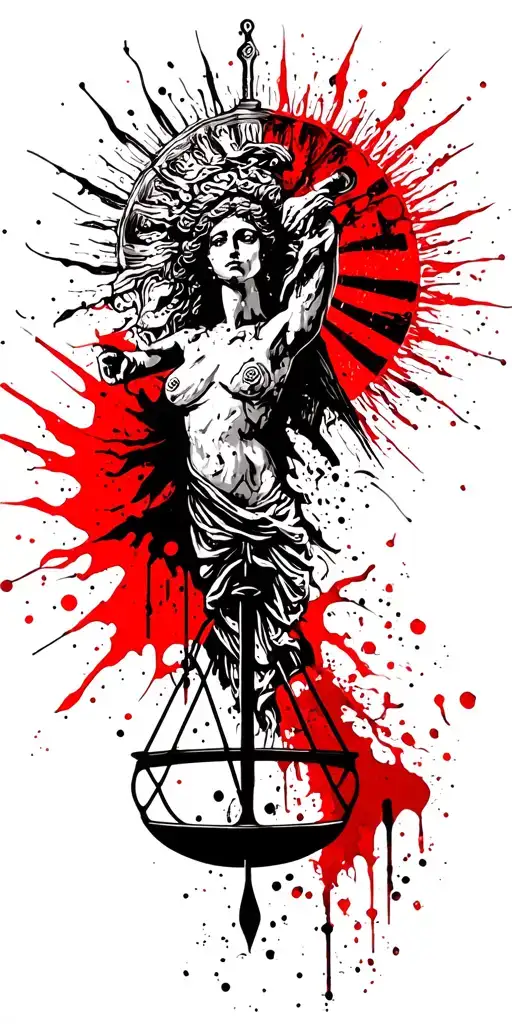 Libra zodiac symbol in burning sun tattoo design idea