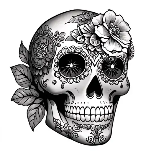 Mexican sugar skull tattoo design idea