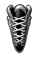 baseball stitching and hockey skate laces tattoo design idea