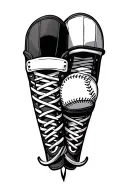 baseball stitching and hockey skate laces tattoo design idea