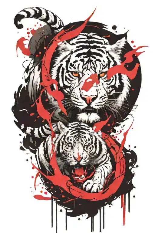 red dragon´s whit a white tiger fighting tattoo design idea