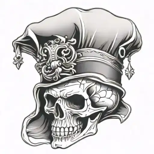 skull with jester's hat tattoo design idea