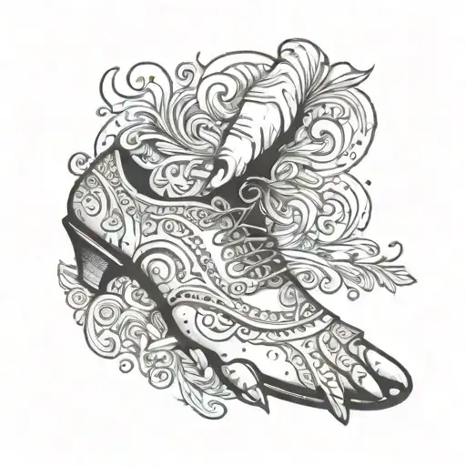 finger under sole of stilettoe tattoo design idea