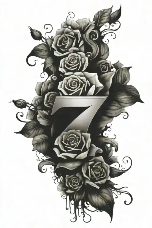 number 7 tattoo design idea