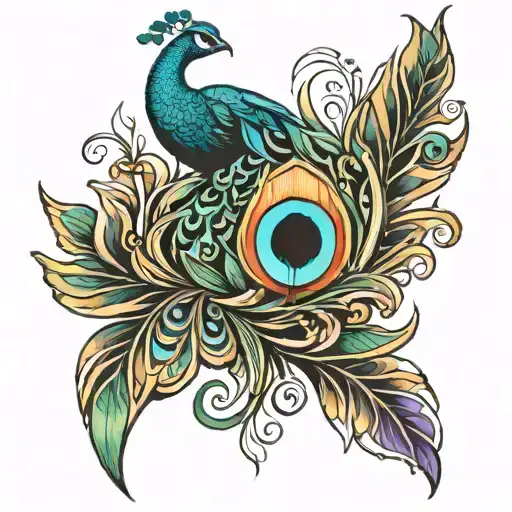 peacock feather tattoo design idea
