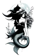 sailor looking at a siren mermaid tattoo design idea