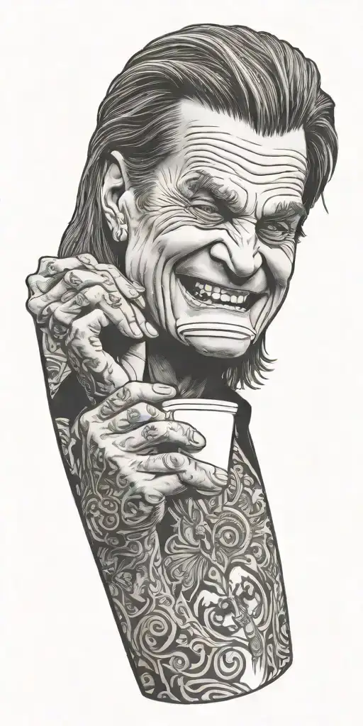 ozzy osbourne drinking coffee tattoo design idea