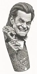 ozzy osbourne drinking coffee tattoo design idea