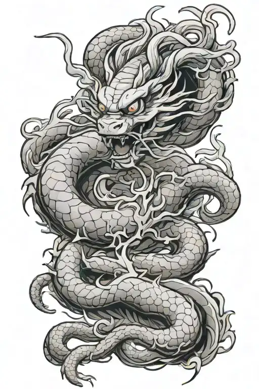 oriental sleeve, shenron dragon ball tattoo design idea