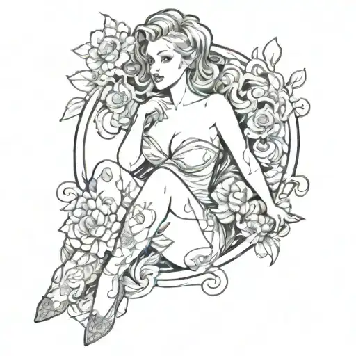 nsfw curvy pinup tattoo design idea