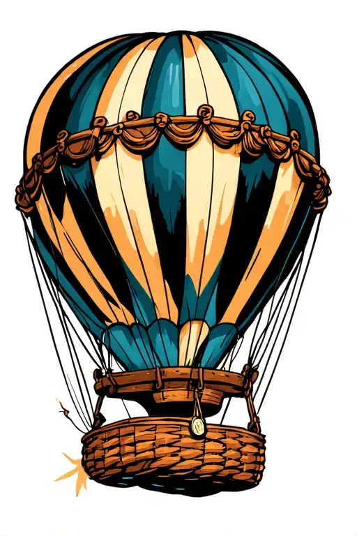 hot air balloon with anchor instead of basket tattoo design idea