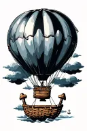 hot air balloon with anchor instead of basket tattoo design idea