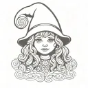 Gnome girl curly hair tattoo design idea