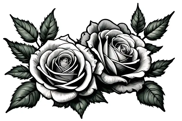 pea pod with two peas with roses tattoo design idea