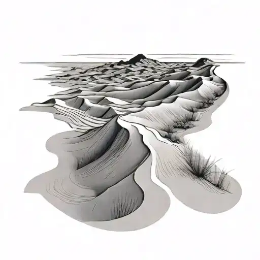 name in sand dunes tattoo design idea