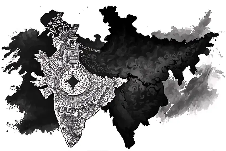 cameroon and india map together tattoo design idea