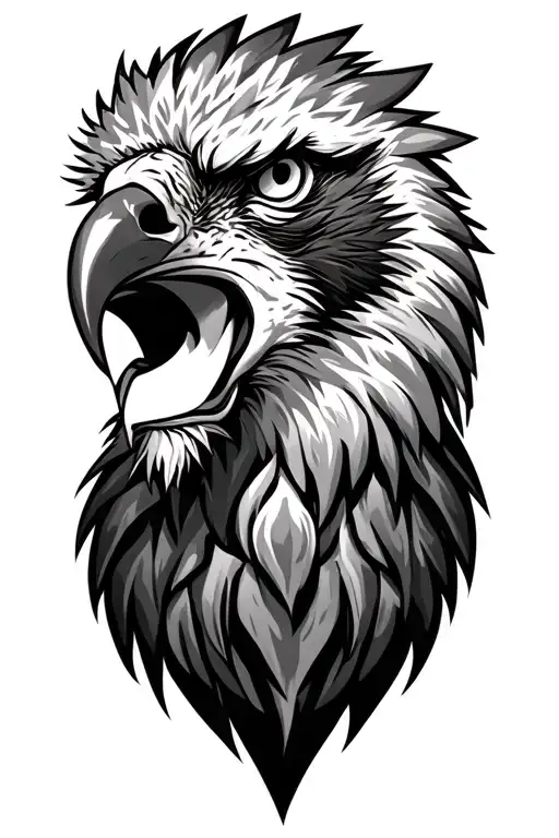Eagle And Lion head tattoo design idea