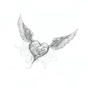 a pair of wings and a heart tattoo design idea